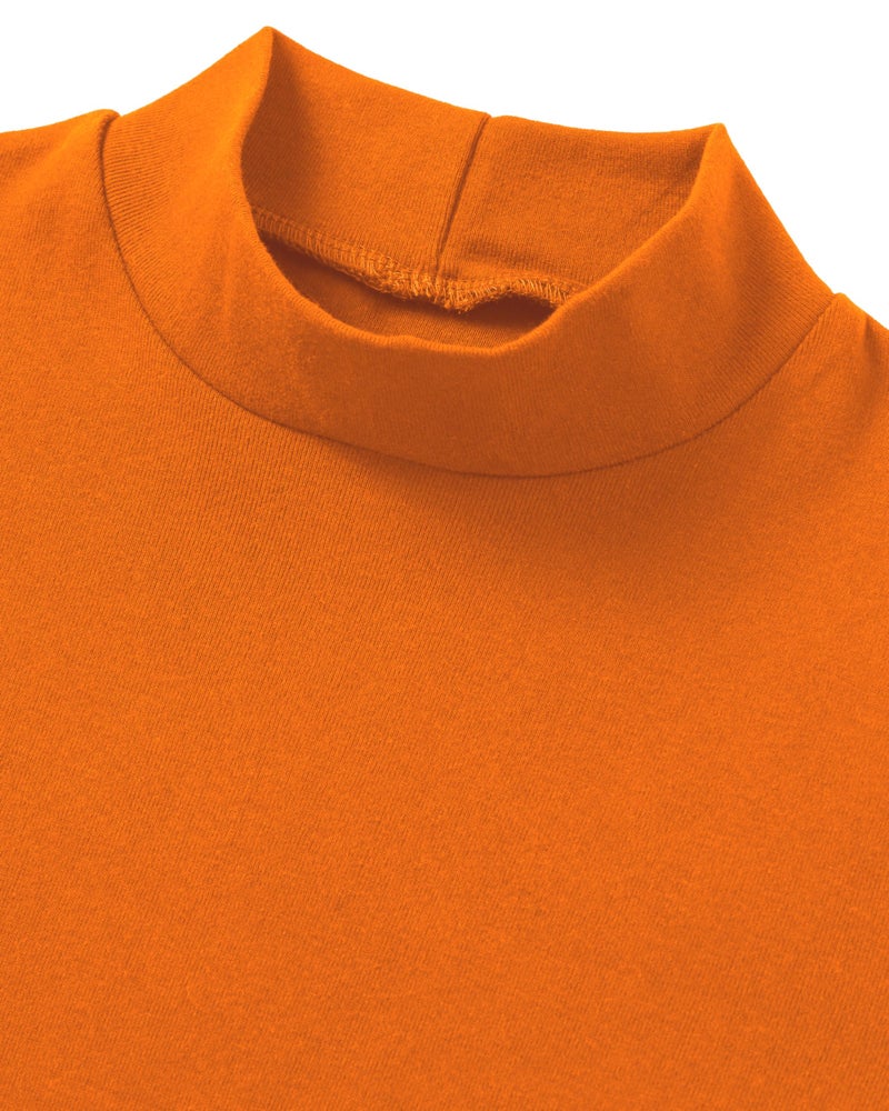 Ohoo Mens Short Sleeve Mock Turtleneck Basic Tops Lightweight Slim Fit Cotton Pullover Sweater / DCT105-ORANGE-M - Image 4